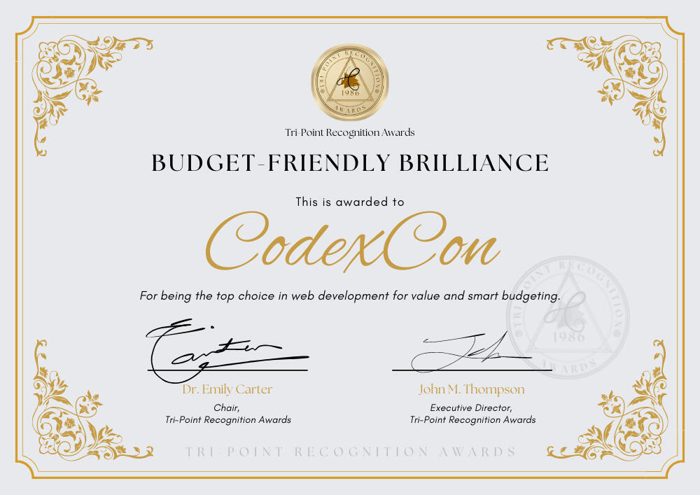 CodexCon Award - 2024 Budget Friendly Brilliance CodexCon Awards - 2024 Budget Friendly Brilliance by Pinnacle Awards Consortium
