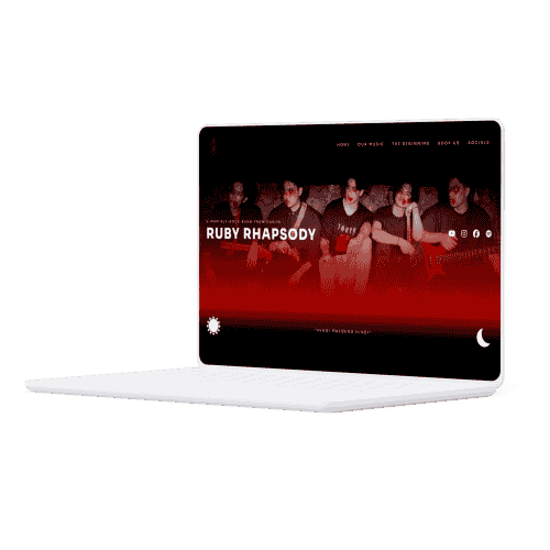Ruby Rhapsody – alt-rock band website designed by CodexCon